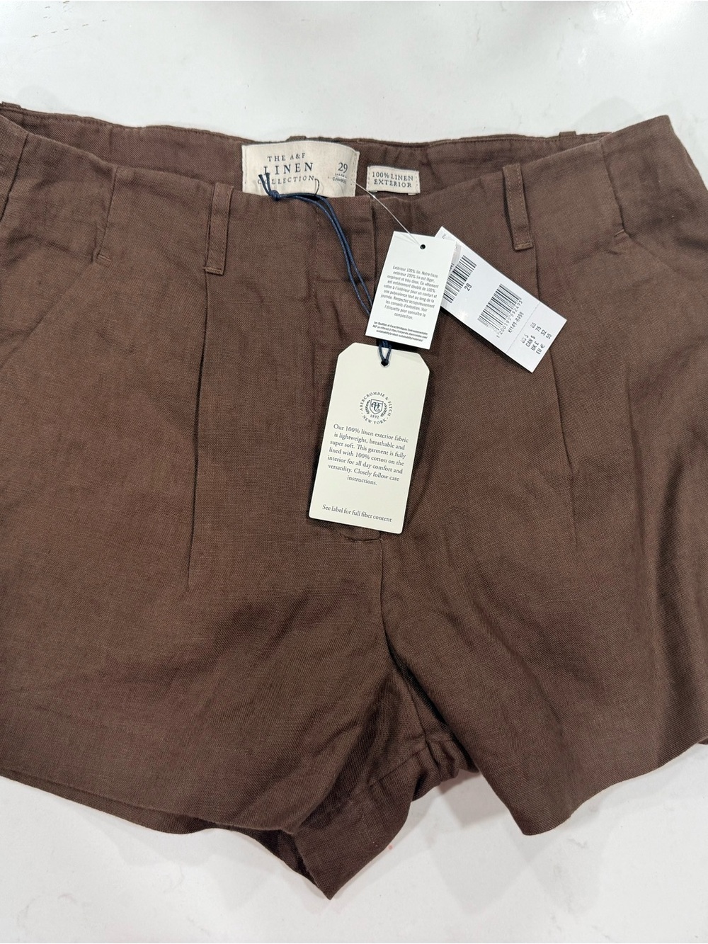 Abercrombie & Fitch 100% Linen High-Waist Women’s Shorts (Reg. $65)